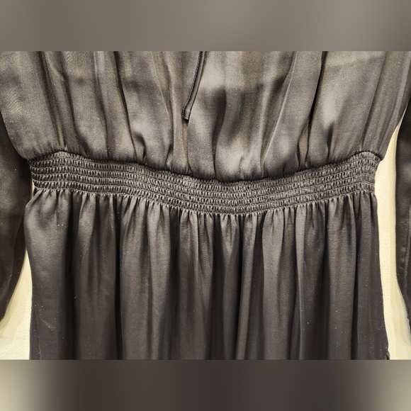 Banana Republic Satin Dress with Ruffle Hem, Black, Size US 6 - Picture 5 of 10